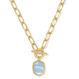 Daphne Link Chain Necklace Gold Sky Blue