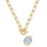 Daphne Link Chain Necklace Gold Sky Blue