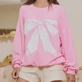 Comfy Ribbed Sweatshirt with Bow