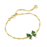 Blair Bow Chain Bracelet Gold Emerald Drusy