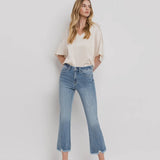 High Rise Frayed Crop Jean