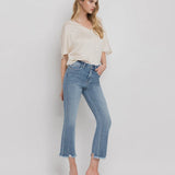 High Rise Frayed Crop Jean