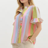 Multicolor Stripe Button Down