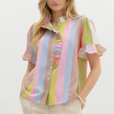 Multicolor Stripe Button Down