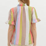 Multicolor Stripe Button Down