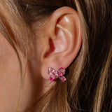 Pink Confetti Bow Stud Earrings