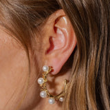 Kali Flower Pearl Hoop Earrings